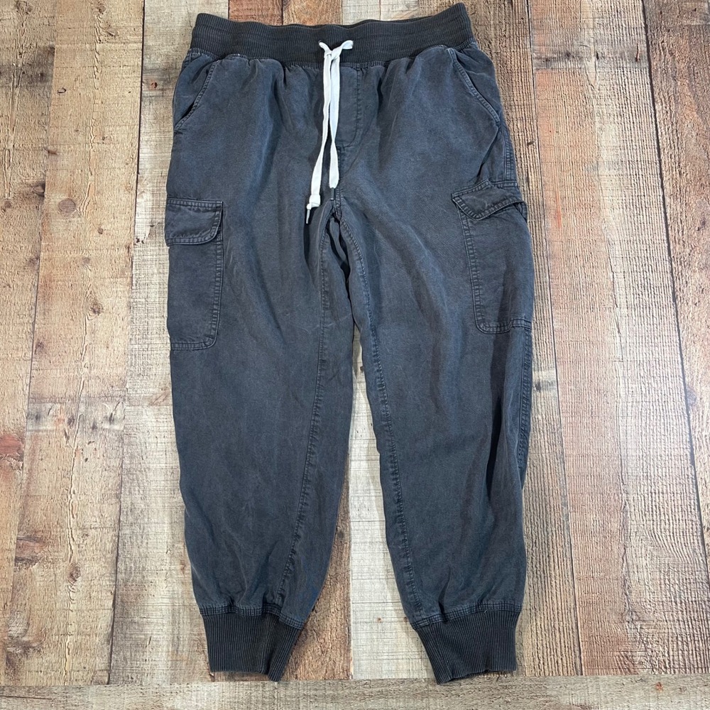 Aerie 100% Lyocell Grey Cargo Jogger Pants Medium Distressed Drawstring Utility